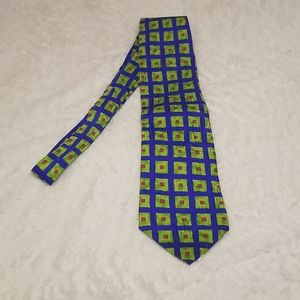 Morgano Uomo Silk Tie Square Pattern Bright Colors